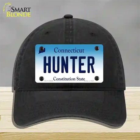 Hunter Connecticut Novelty License Plate Hat Unconstructed Cotton / Black