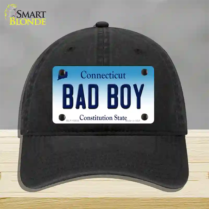 Bad Boy Connecticut Novelty License Plate Hat Unconstructed Cotton / Black