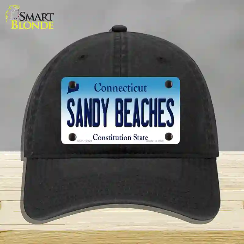 Sandy Beaches Connecticut Novelty License Plate Hat Unconstructed Cotton / Black