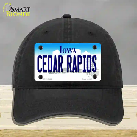 Cedar Rapids Iowa Novelty License Plate Hat Unconstructed Cotton / Black