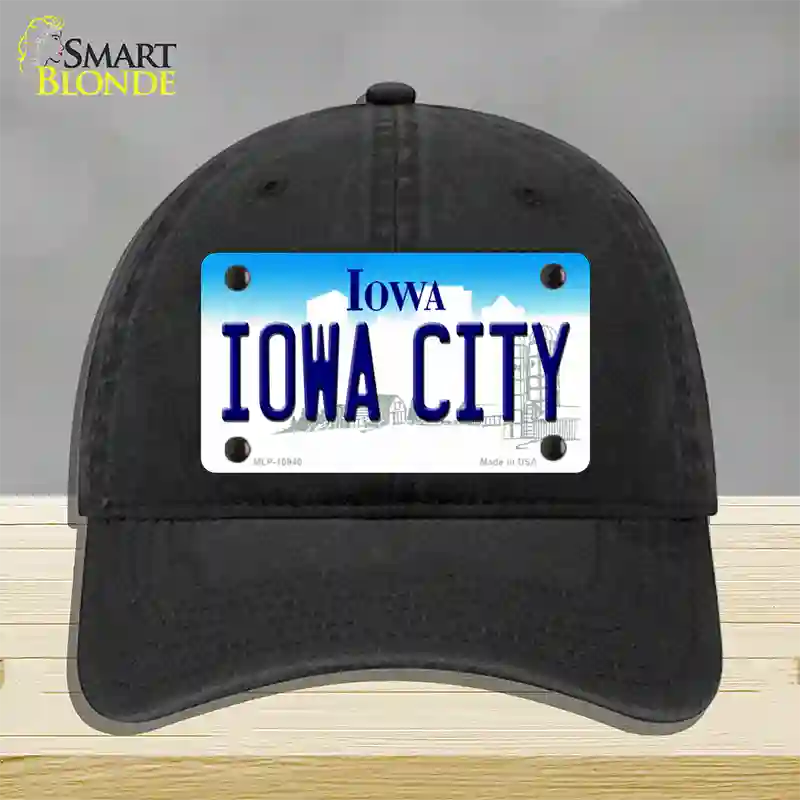 Iowa City Iowa Novelty License Plate Hat Unconstructed Cotton / Black