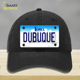 Dubuque Iowa Novelty License Plate Hat Unconstructed Cotton / Black