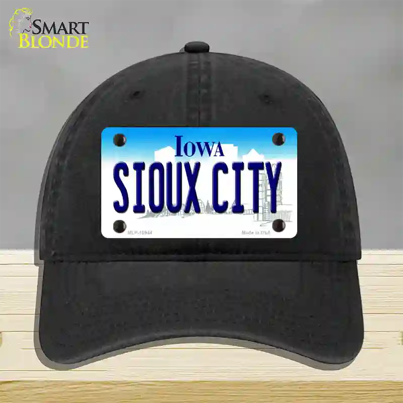 Sioux City Iowa Novelty License Plate Hat Unconstructed Cotton / Black