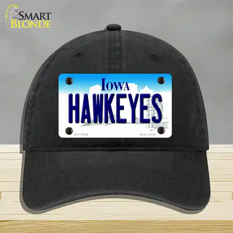 Hawkeyes Iowa Novelty License Plate Hat Unconstructed Cotton / Black