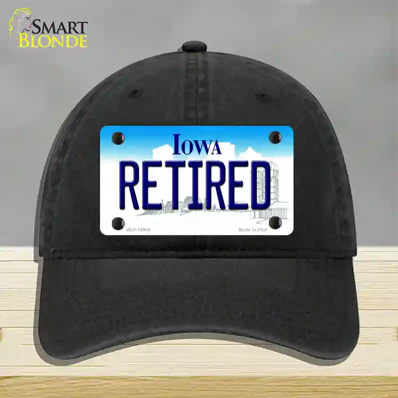 Retired Iowa Novelty License Plate Hat Unconstructed Cotton / Black