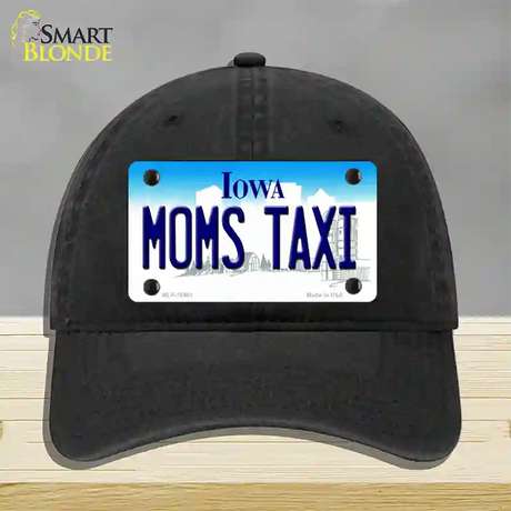 Moms Taxi Iowa Novelty License Plate Hat Unconstructed Cotton / Black