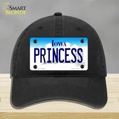 Princess Iowa Novelty License Plate Hat Unconstructed Cotton / Black