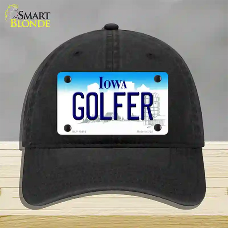 Golfer Iowa Novelty License Plate Hat Unconstructed Cotton / Black