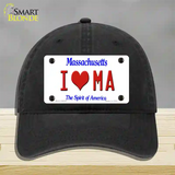 I Love Massachusetts Novelty License Plate Hat Unconstructed Cotton / Black