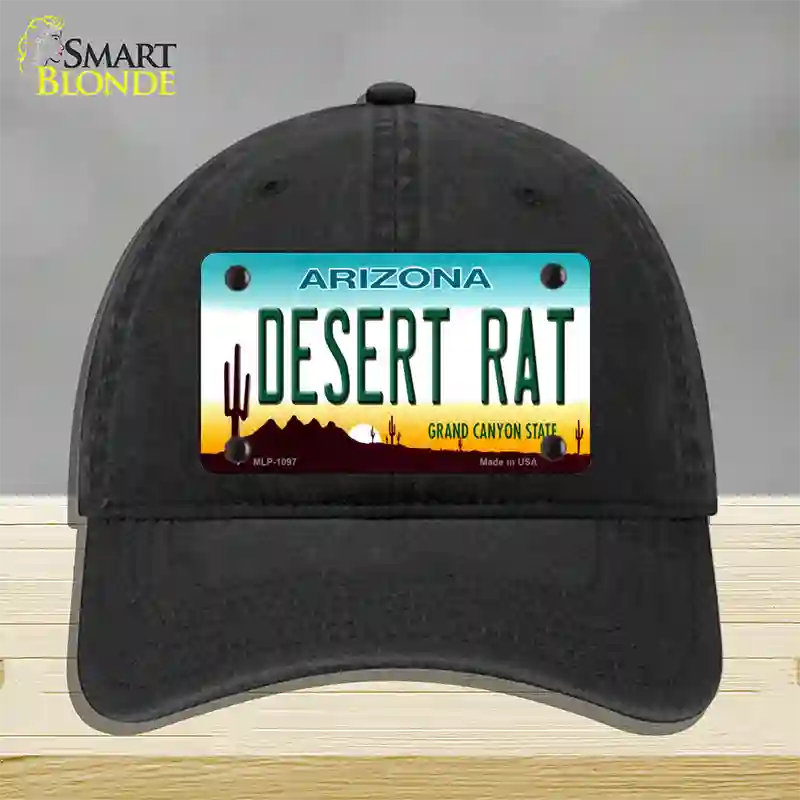 Desert Rat Arizona Novelty License Plate Hat Unconstructed Cotton / Black