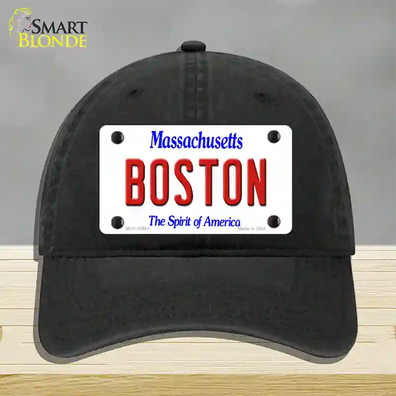 Boston Massachusetts Novelty License Plate Hat Unconstructed Cotton / Black