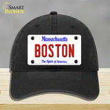 Boston Massachusetts Novelty License Plate Hat Unconstructed Cotton / Black