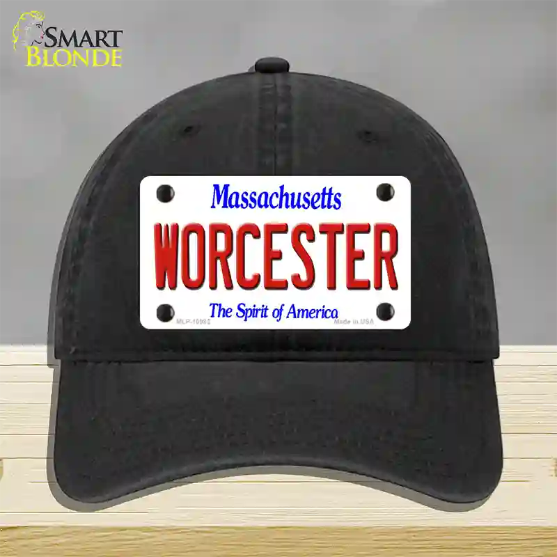 Worcester Massachusetts Novelty License Plate Hat Unconstructed Cotton / Black