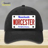 Worcester Massachusetts Novelty License Plate Hat Unconstructed Cotton / Black