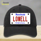 Lowell Massachusetts Novelty License Plate Hat Unconstructed Cotton / Black