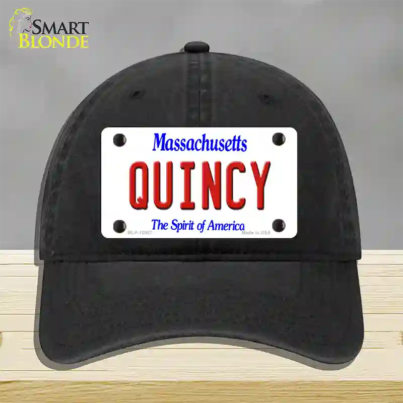 Quincy Massachusetts Novelty License Plate Hat Unconstructed Cotton / Black