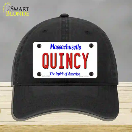 Quincy Massachusetts Novelty License Plate Hat Unconstructed Cotton / Black