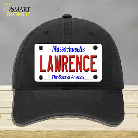 Lawrence Massachusetts Novelty License Plate Hat Unconstructed Cotton / Black