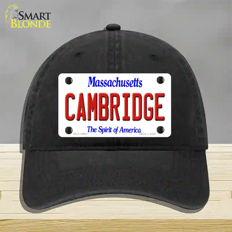 Cambridge Massachusetts Novelty License Plate Hat Unconstructed Cotton / Black