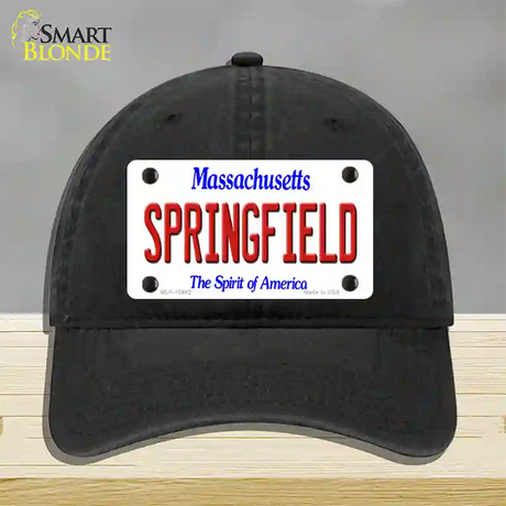 Springfield Massachusetts Novelty License Plate Hat Unconstructed Cotton / Black