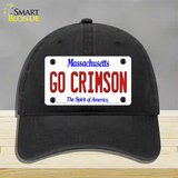 Go Crimson Massachusetts Novelty License Plate Hat Unconstructed Cotton / Black