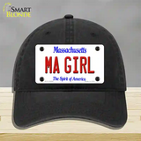 MA Girl Massachusetts Novelty License Plate Hat Unconstructed Cotton / Black