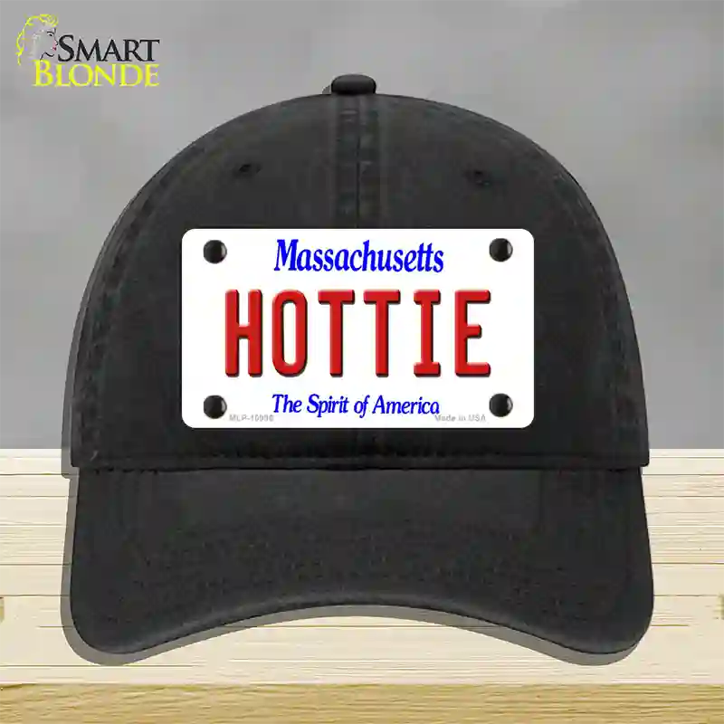 Hottie Massachusetts Novelty License Plate Hat Unconstructed Cotton / Black