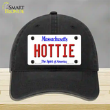 Hottie Massachusetts Novelty License Plate Hat Unconstructed Cotton / Black