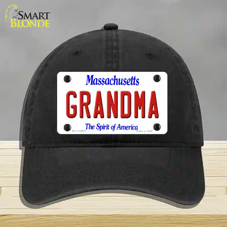 Grandma Massachusetts Novelty License Plate Hat Unconstructed Cotton / Black