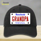 Grandpa Massachusetts Novelty License Plate Hat Unconstructed Cotton / Black