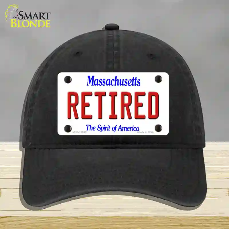 Retired Massachusetts Novelty License Plate Hat Unconstructed Cotton / Black