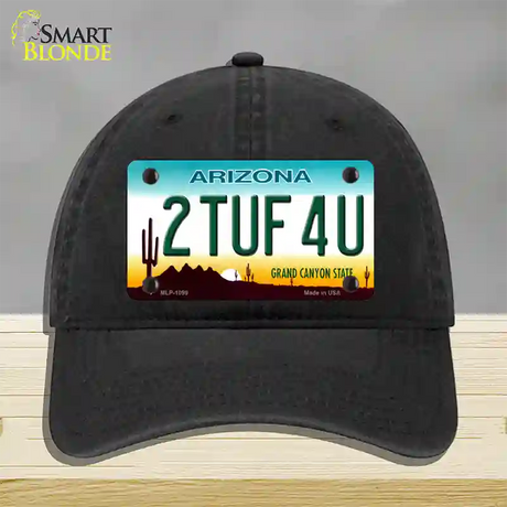 2 Tuf 4 U Arizona Novelty License Plate Hat Unconstructed Cotton / Black