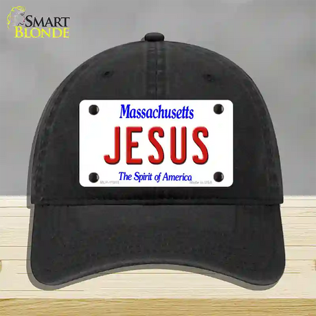 Jesus Massachusetts Novelty License Plate Hat Unconstructed Cotton / Black