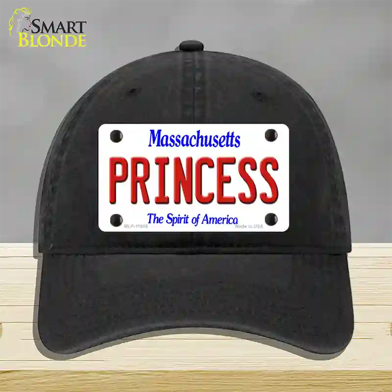 Princess Massachusetts Novelty License Plate Hat Unconstructed Cotton / Black