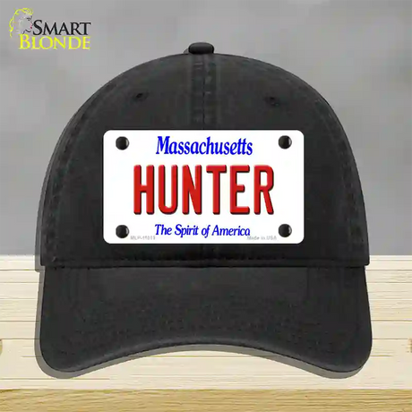 Hunter Massachusetts Novelty License Plate Hat Unconstructed Cotton / Black