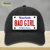 Bad Girl Massachusetts Novelty License Plate Hat Unconstructed Cotton / Black