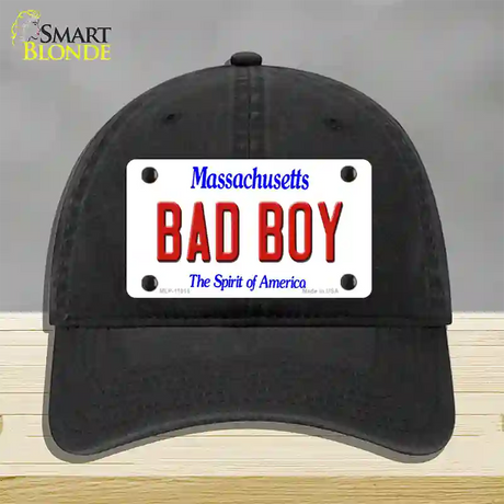 Bad Boy Massachusetts Novelty License Plate Hat Unconstructed Cotton / Black