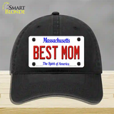 Best Mom Massachusetts Novelty License Plate Hat Unconstructed Cotton / Black