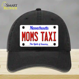 Moms Taxi Massachusetts Novelty License Plate Hat Unconstructed Cotton / Black