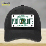 Port Charlotte Florida Novelty License Plate Hat Unconstructed Cotton / Black