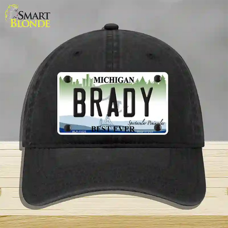 Brady Michigan Novelty License Plate Hat Unconstructed Cotton / Black