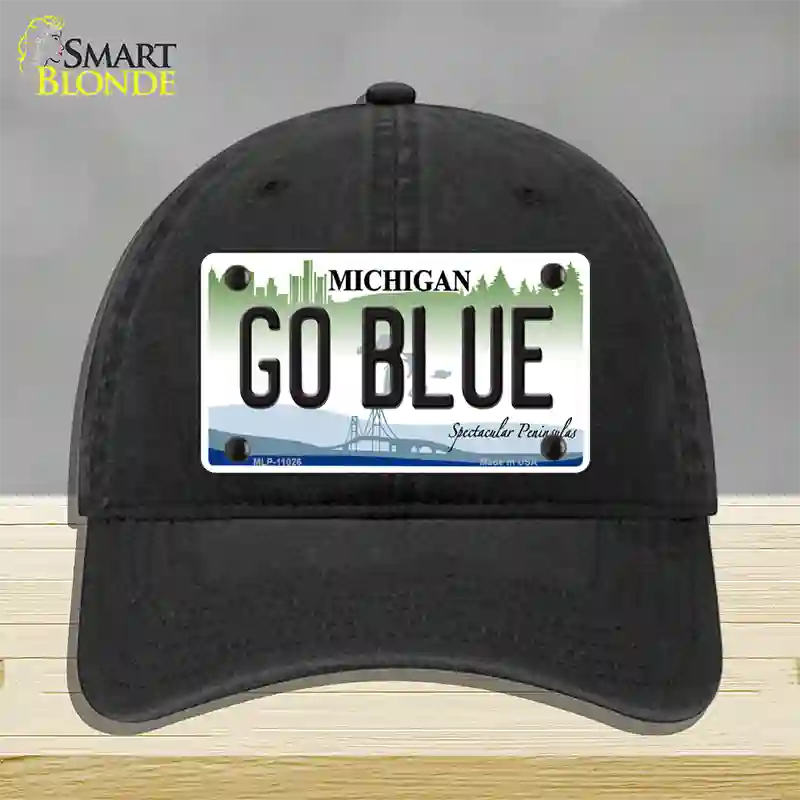 Go Blue Michigan Novelty License Plate Hat Unconstructed Cotton / Black