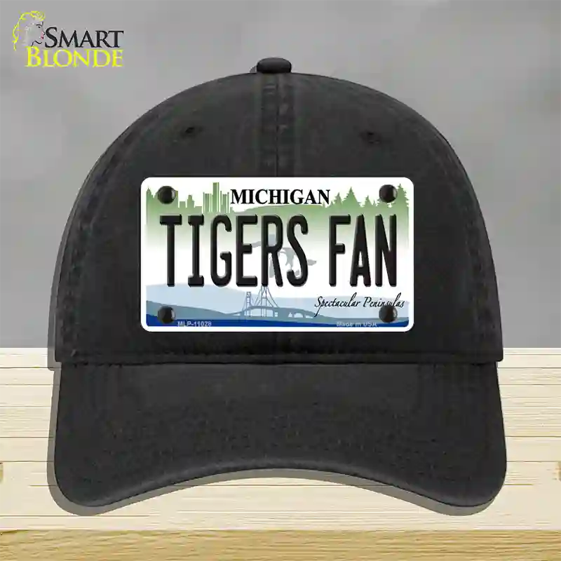 Tigers Fans Michigan Novelty License Plate Hat Unconstructed Cotton / Black