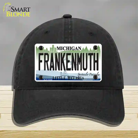 Frankenmuth Michigan Novelty License Plate Hat Unconstructed Cotton / Black