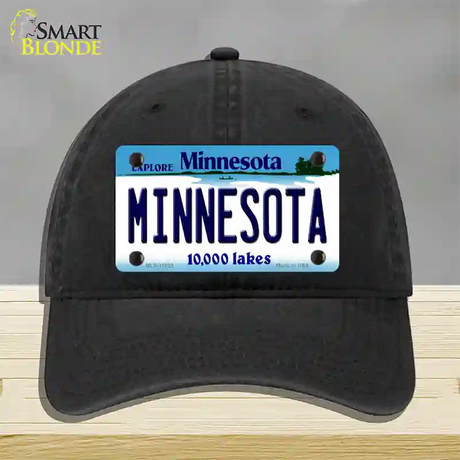 Minnesota State Novelty License Plate Hat Unconstructed Cotton / Black