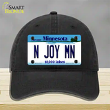 N Joy MN Minnesota Novelty License Plate Hat Unconstructed Cotton / Black