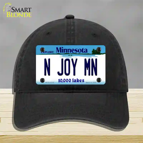 N Joy MN Minnesota Novelty License Plate Hat Unconstructed Cotton / Black