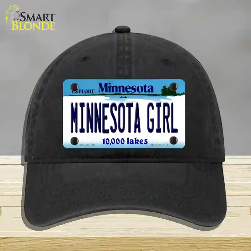 Minnesota Girl Minnesota Novelty License Plate Hat Unconstructed Cotton / Black