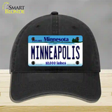 Minneapolis Minnesota State Novelty License Plate Hat Unconstructed Cotton / Black