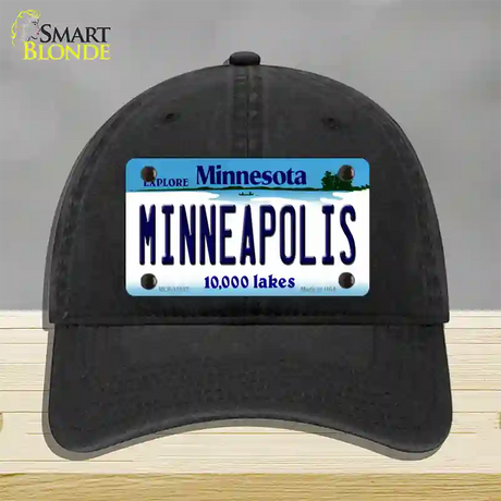 Minneapolis Minnesota State Novelty License Plate Hat Unconstructed Cotton / Black